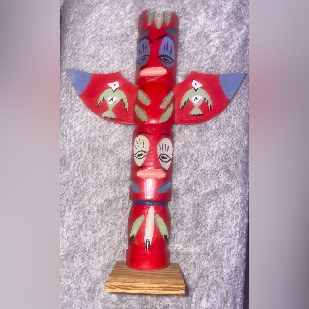 Native American Hand-Carved & Hand-Painted Totem Poles